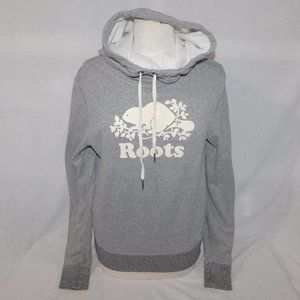 Roots womens M Gray Salt & Pepper Funnel Neck Cowl Hoodie Sweatshirt